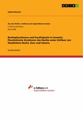 Rechtspluralismus und Paralleljustiz in Somalia. Pluralistische Strukturen des Rechts unter Einfluss von Staatlichem Recht, Xeer und Scharia