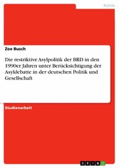 Die restriktive Asylpolitik der BRD in den 1990er Jahren unter Berücksichtigung der Asyldebatte in der deutschen Politik und Gesellschaft