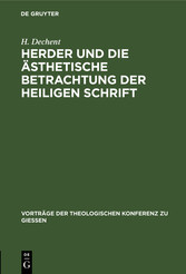 Herder und die ästhetische Betrachtung der heiligen Schrift