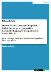 Denkmalschutz und Denkmalpflege. Fachlicher Anspruch, gesetzliche Rahmenbedingungen und praktische Umsetzbarkeit