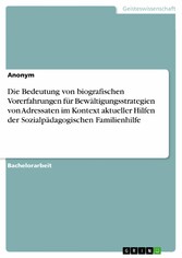 Die Bedeutung von biografischen Vorerfahrungen für Bewältigungsstrategien von Adressaten im Kontext aktueller Hilfen der Sozialpädagogischen Familienhilfe