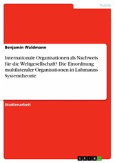 Internationale Organisationen als Nachweis für die Weltgesellschaft? Die Einordnung multilateraler Organisationen in Luhmanns Systemtheorie