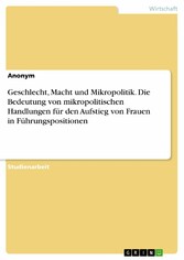 Geschlecht, Macht und Mikropolitik. Die Bedeutung von mikropolitischen Handlungen für den Aufstieg von Frauen in Führungspositionen