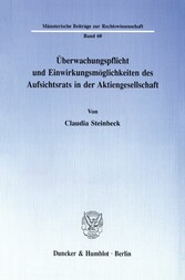 Überwachungspflicht und Einwirkungsmöglichkeiten des Aufsichtsrats in der Aktiengesellschaft.