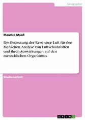 Die Bedeutung der Ressource Luft für den Menschen. Analyse von Luftschadstoffen und ihren Auswirkungen auf den menschlichen Organismus