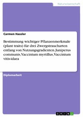 Bestimmung wichtiger Pflanzenmerkmale (plant traits) für drei Zwergstraucharten entlang von Nutzungsgradienten. Juniperus communis, Vaccinium myrtillus, Vaccinium vitis-idaea