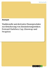 Traditionelle und derivative Finanzprodukte zur Absicherung von Zinsänderungsrisiken. Forward Darlehen, Cap, Zinsswap und Swaption