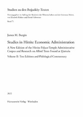 Studies in Hittite Economic Administration