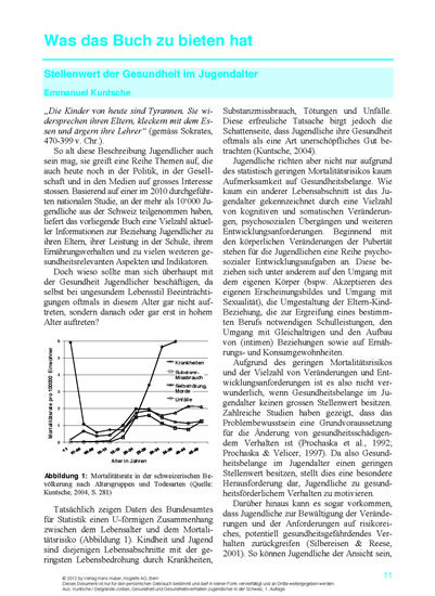 Gesundheit und Gesundheitsverhalten Jugendlicher in der Schweiz