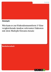 Wie kam es zur Föderalismusreform 1? Eine vergleichende Analyse relevanter Faktoren mit dem Multiple-Streams-Ansatz