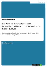 Die Position der Bundesrepublik Deutschland während der 'Krise des leeren Stuhls' 1965/66