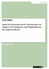 Angst im Sportunterricht. Entstehung von Ängsten im Schulsport und Möglichkeiten der Angstreduktion