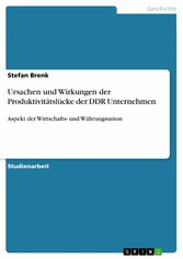 Ursachen und Wirkungen der Produktivitätslücke der DDR Unternehmen