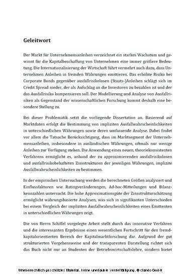 Implizite Ausfallwahrscheinlichkeiten von Unternehmensanleihen