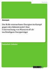 Die Rolle erneuerbarer Energien im Kampf gegen den Klimawandel. Eine Untersuchung von Wasserstoff als nachhaltigem Energieträger