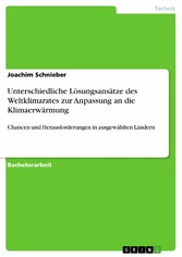 Unterschiedliche Lösungsansätze des Weltklimarates zur Anpassung an die Klimaerwärmung