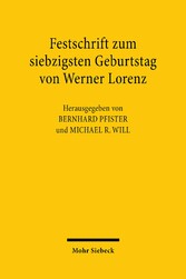 Festschrift zum siebzigsten Geburtstag von Werner Lorenz