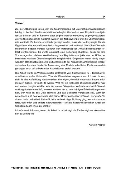 Akquisitionsbedingte Wertänderung von Akquisitionssubjekten