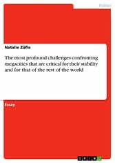 The most profound challenges confronting megacities that are critical for their stability and for that of the rest of the world