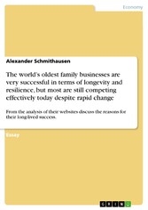 The world's oldest family businesses are very successful in terms of longevity and resilience, but most are still competing effectively today despite rapid change
