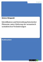 Identifikation und Entwicklung historischer Phraseme unter Einbezug der semantisch syntaktischen Veränderungen