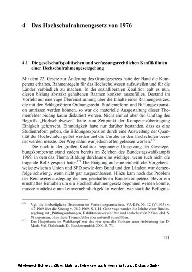 Der Streit um die Hochschulrahmengesetzgebung des Bundes