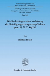 Die Rechtsfolgen einer Verletzung der Beteiligungstransparenzpflichten gem. §§ 21 ff. WpHG.