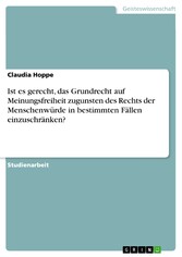 Ist es gerecht, das Grundrecht auf Meinungsfreiheit zugunsten des Rechts der Menschenwürde in bestimmten Fällen einzuschränken?