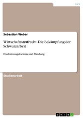 Wirtschaftsstrafrecht. Die Bekämpfung der Schwarzarbeit