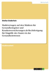 Marktversagen auf den Märkten für Gesundheitsgüter und Krankenversicherungen als Rechtfertigung für Eingriffe des Staates in das Gesundheitswesen