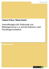 Auswirkungen der Änderung von Rabattgesetzen u. ä. auf das Anbieter- und Nachfragerverhalten