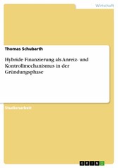 Hybride Finanzierung als Anreiz- und Kontrollmechanismus in der Gründungsphase