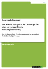 Die Motive des Sports als Grundlage für eine psychographische Marktsegmentierung