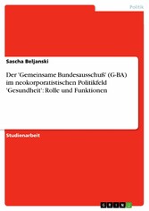 Der 'Gemeinsame Bundesausschuß' (G-BA) im neokorporatistischen Politikfeld 'Gesundheit': Rolle und Funktionen